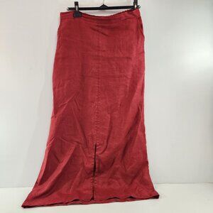 Maiwa Handprints Linen Maxi Skirt Red Vintage